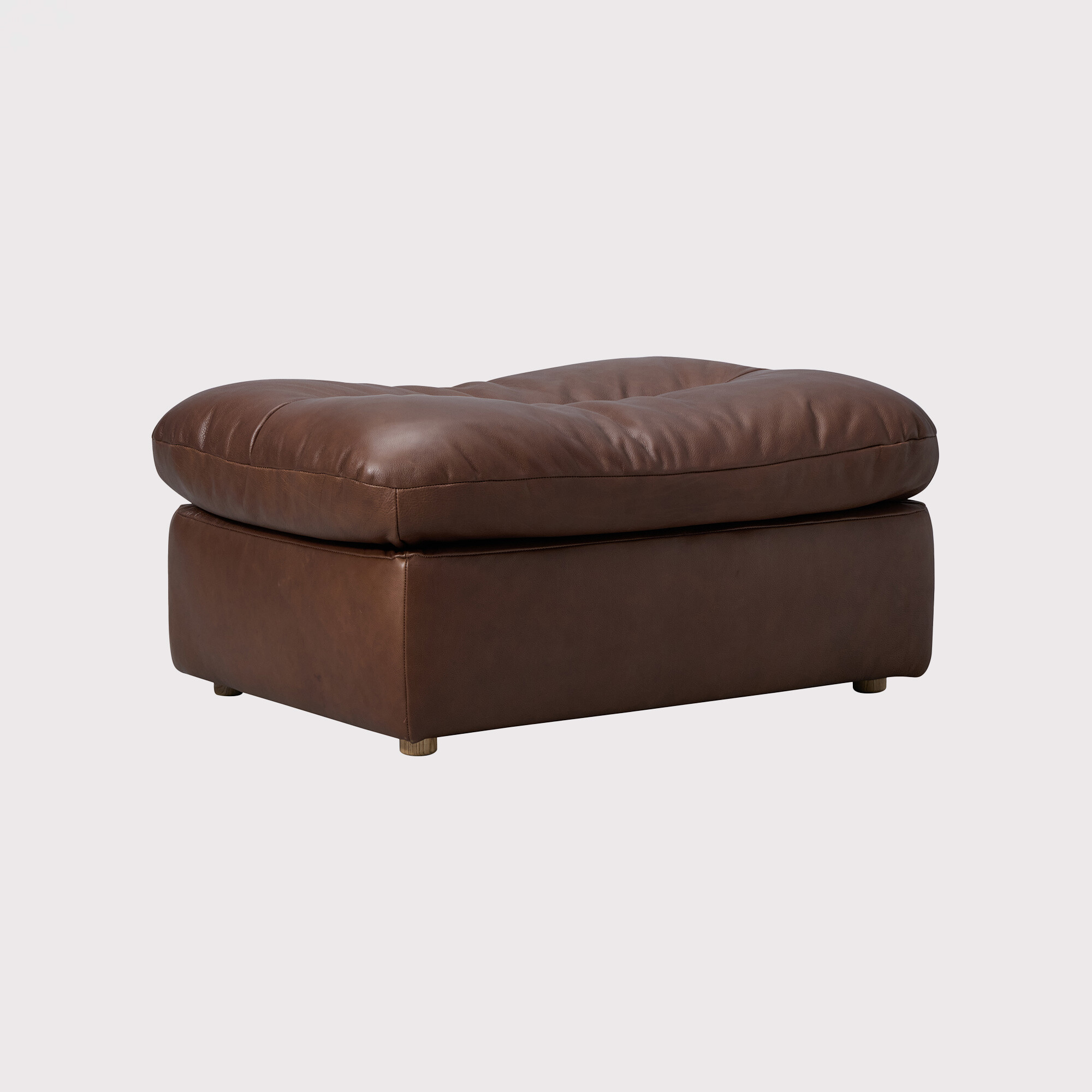 Timothy Oulton Lush Sectional Footstool, Brown Leather | Barker & Stonehouse