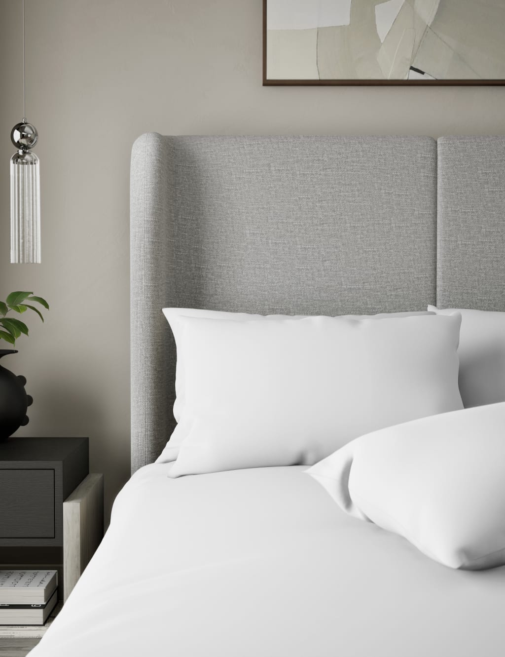 M&S X Kelly Hoppen 2 Pack 500 Thread Count Cotton Sateen Pillowcases White