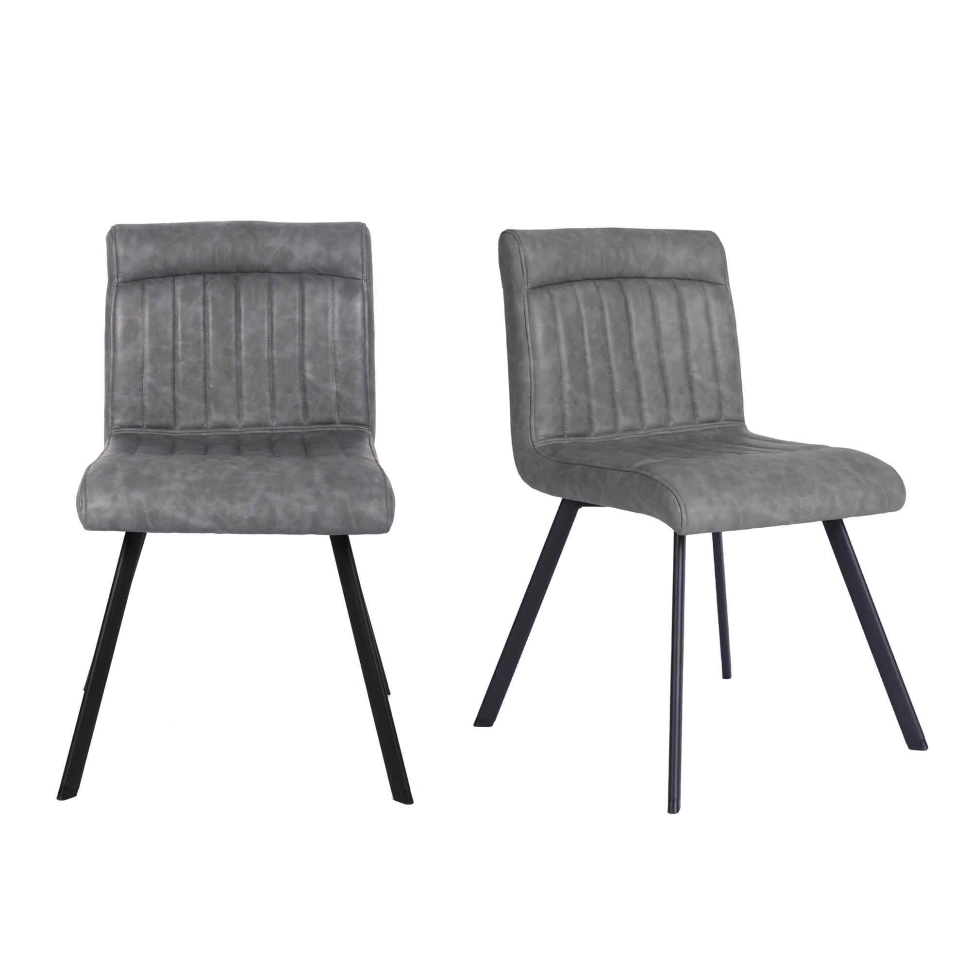 Felix Set of 2 PU Leather Dining Chairs Grey
