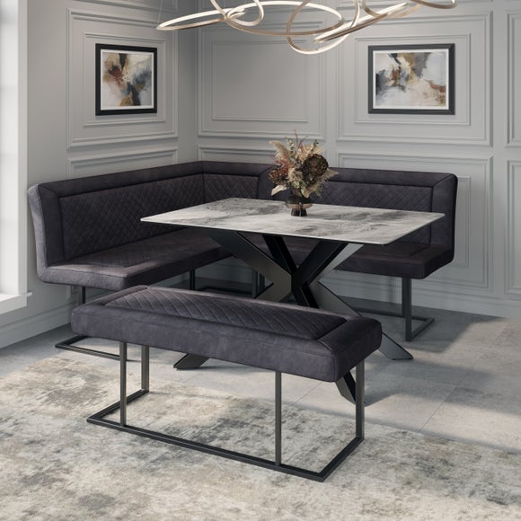 Indus Valley Athena 6 Seater Dining Table Corner Bench Set