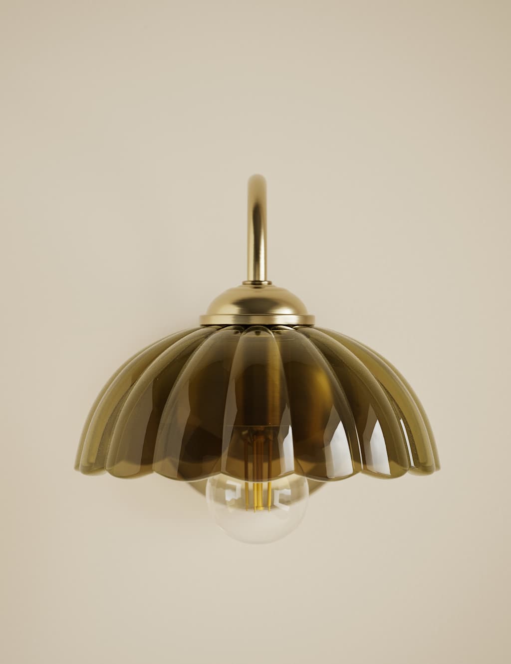 M&S Glass Scallop Wall Light Green