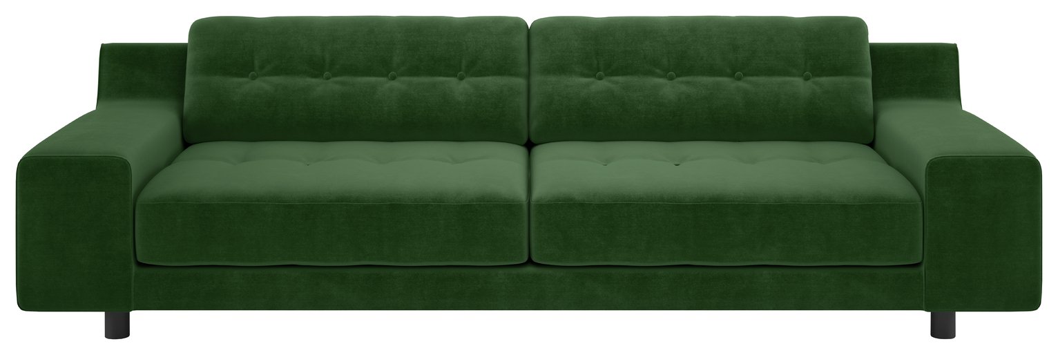 Habitat Hendricks 4 Seater Velvet Sofa - moss Green