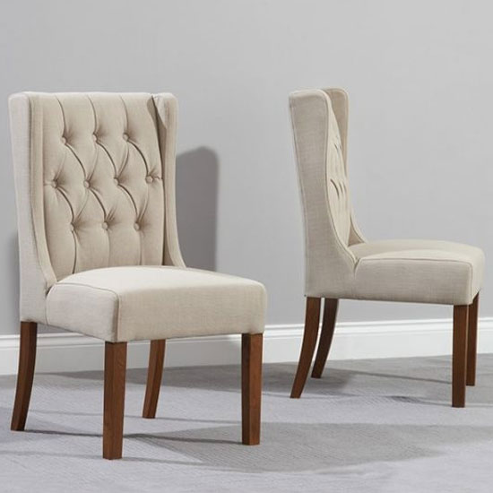 Stefini Beige Fabric Dining Chairs In A Pair