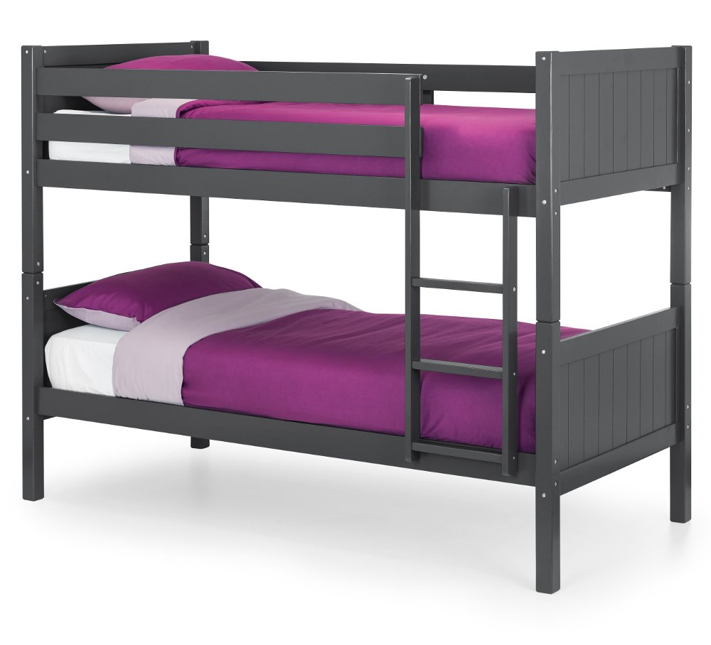 Bella Grey Wooden Bunk Bed Frame - 3ft Single