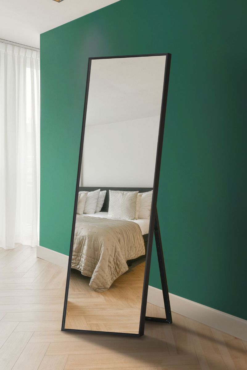 MirrorOutlet Black Aluminium Edged Cheval Mirror 67" X 23" (170CM X 58CM)