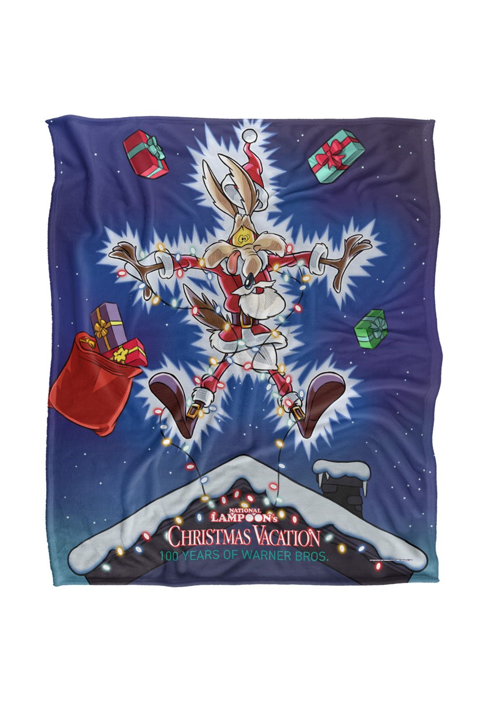 Warner Bros. Wile E Coyote Christmas Vacation Silky Touch Super Soft Throw Blanket 152 X 127 cm in White