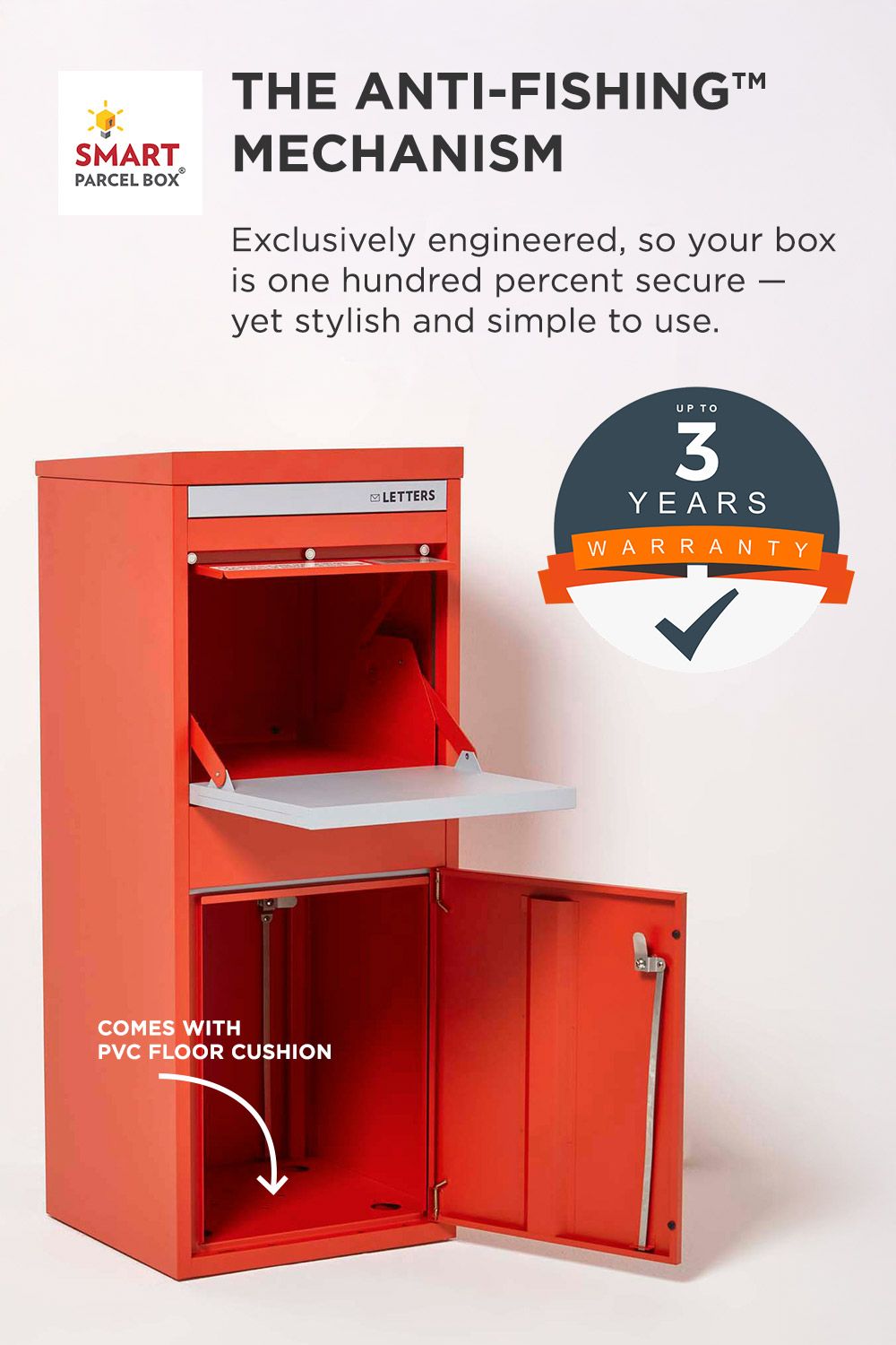 Homescapes Smart Parcel Box® Large Front Access Secure Delivery Box in Red 3