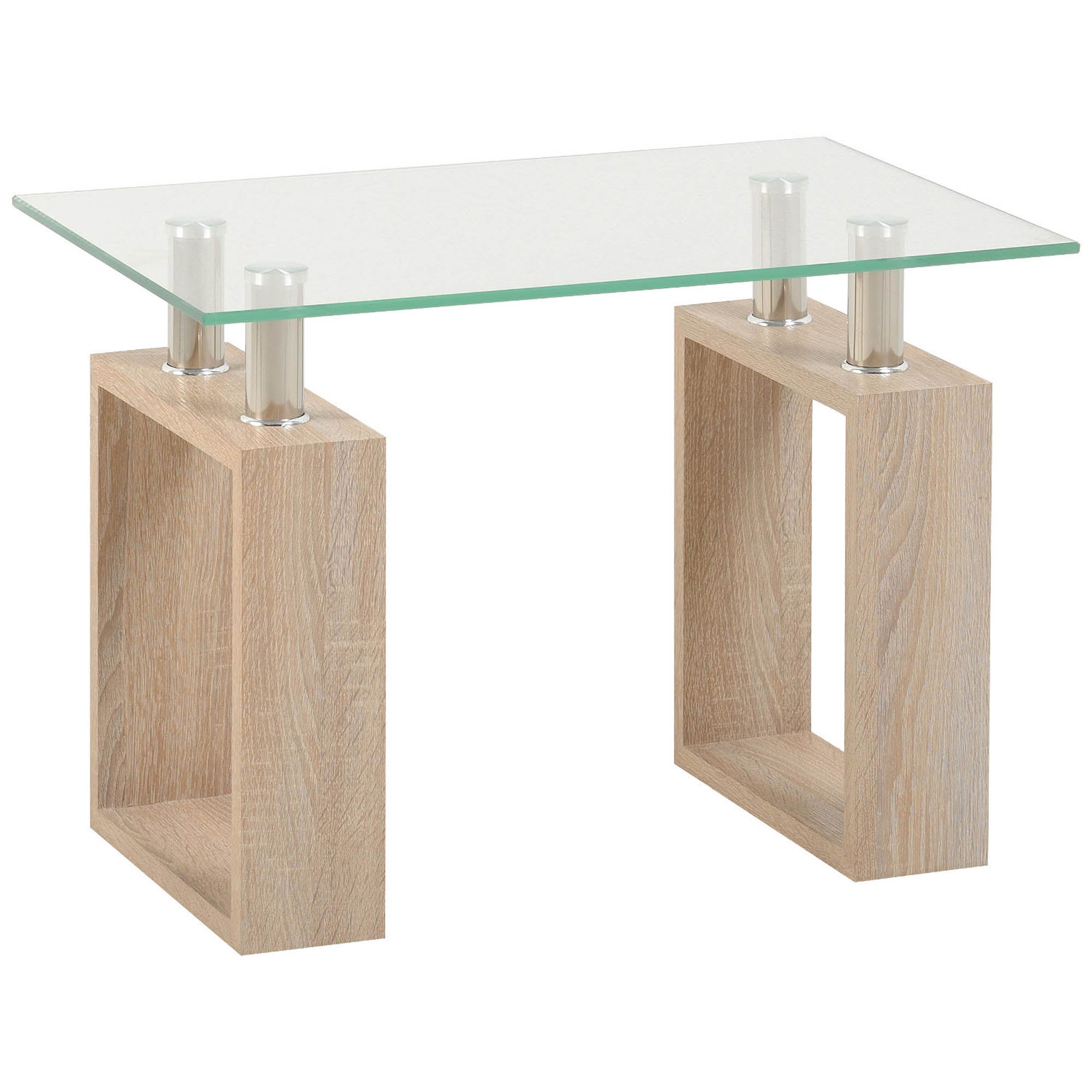Milan Oak Glass Top Lamp Table Natural