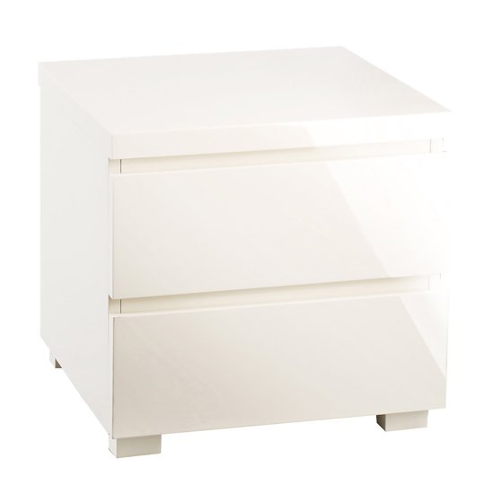 Curio Cream High Gloss Finish 2 Drawer Bedside Cabinet