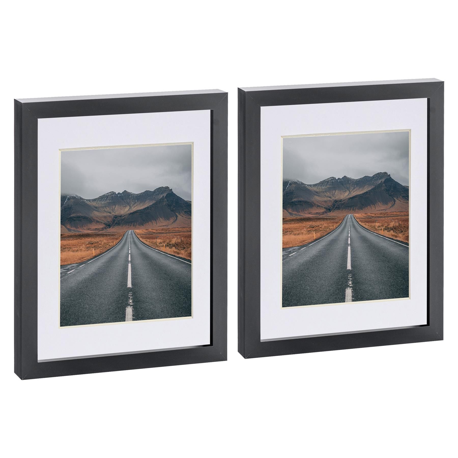Nicola Spring Photo Frames with 5" x 7" Mount - 8" x 10" - Ivory Mount - Pack of 2 in Black
