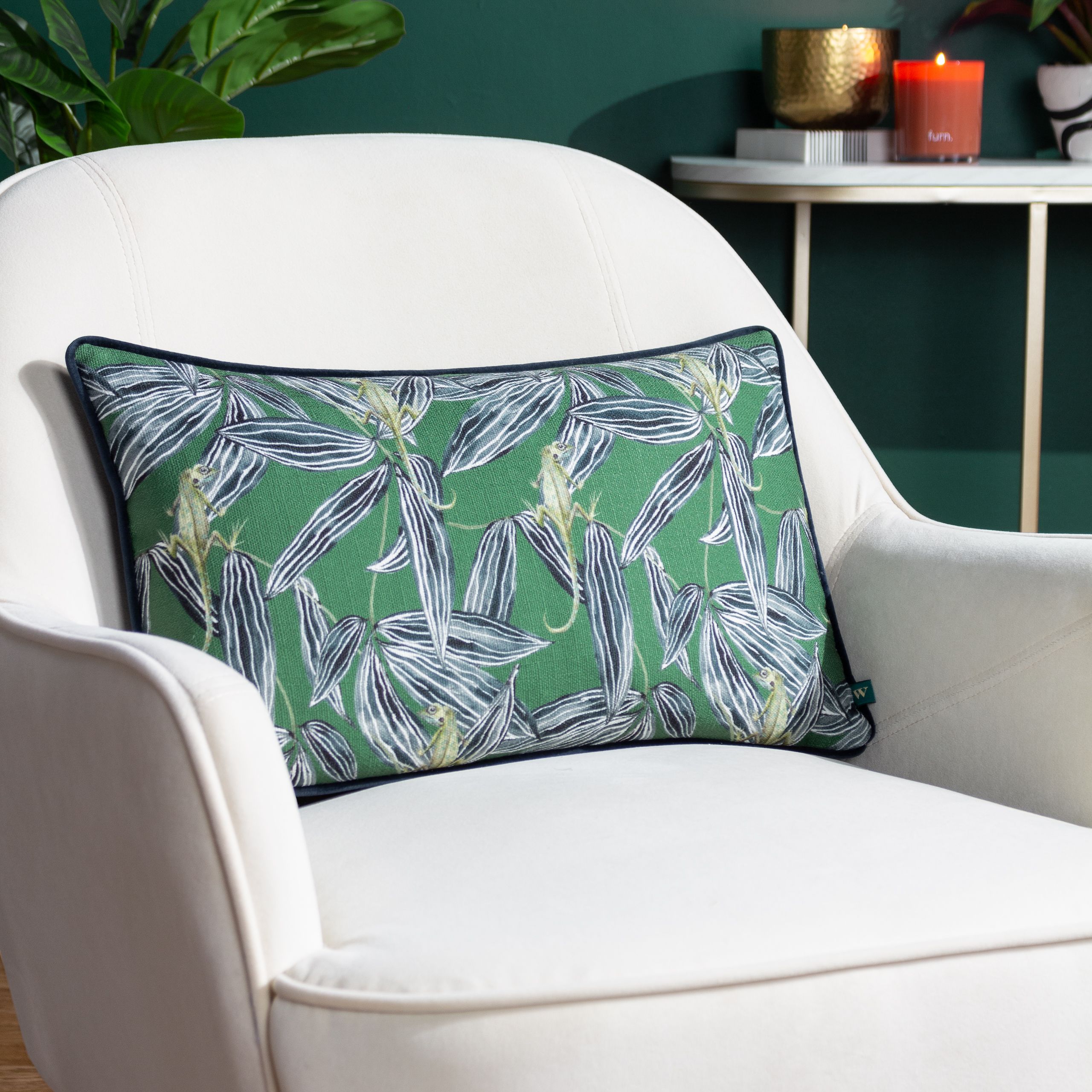 Wylder Tropics Ebon Wilds Nkiru Piped Cushion in Green