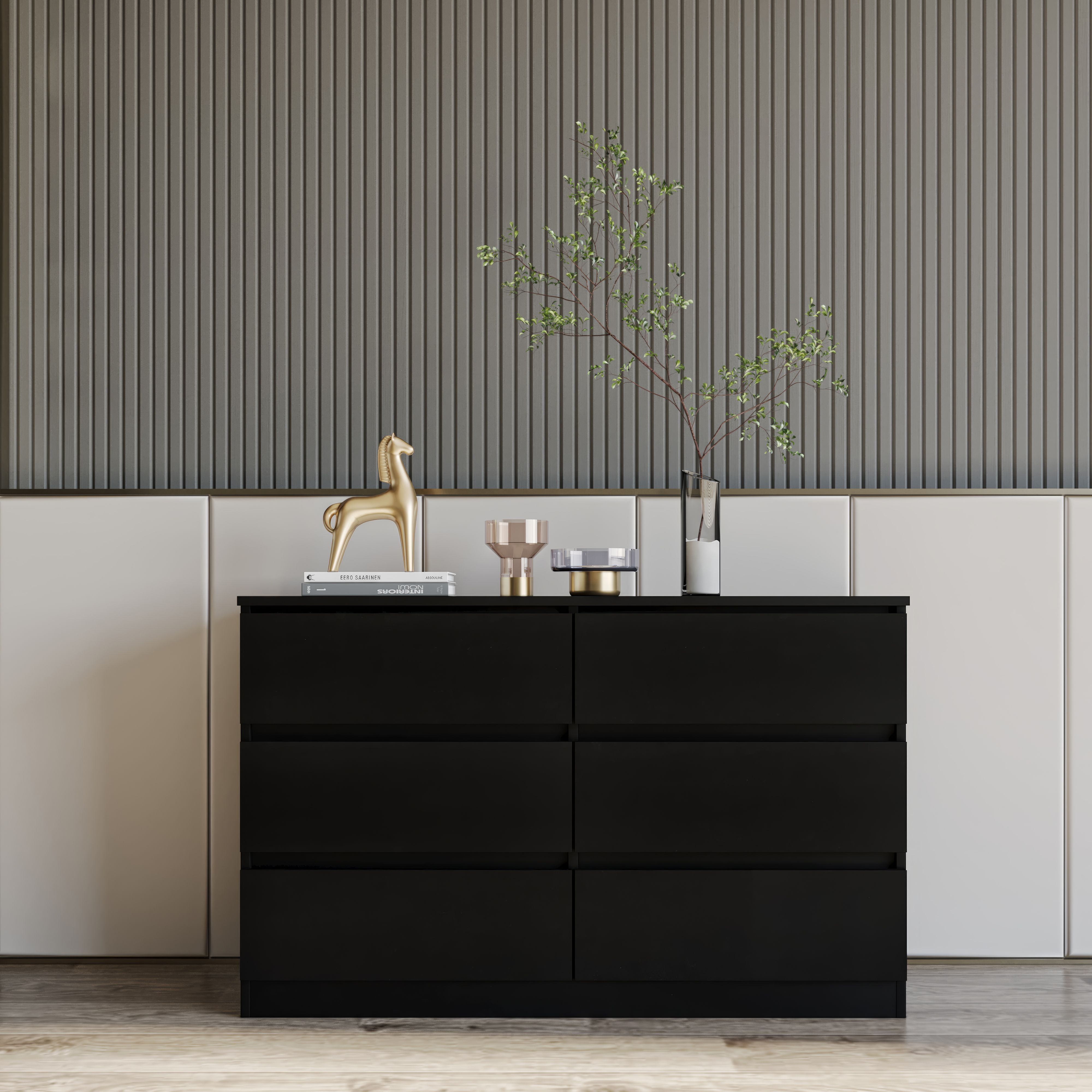 Seconique Malvern 6 Drawer Chest in Black