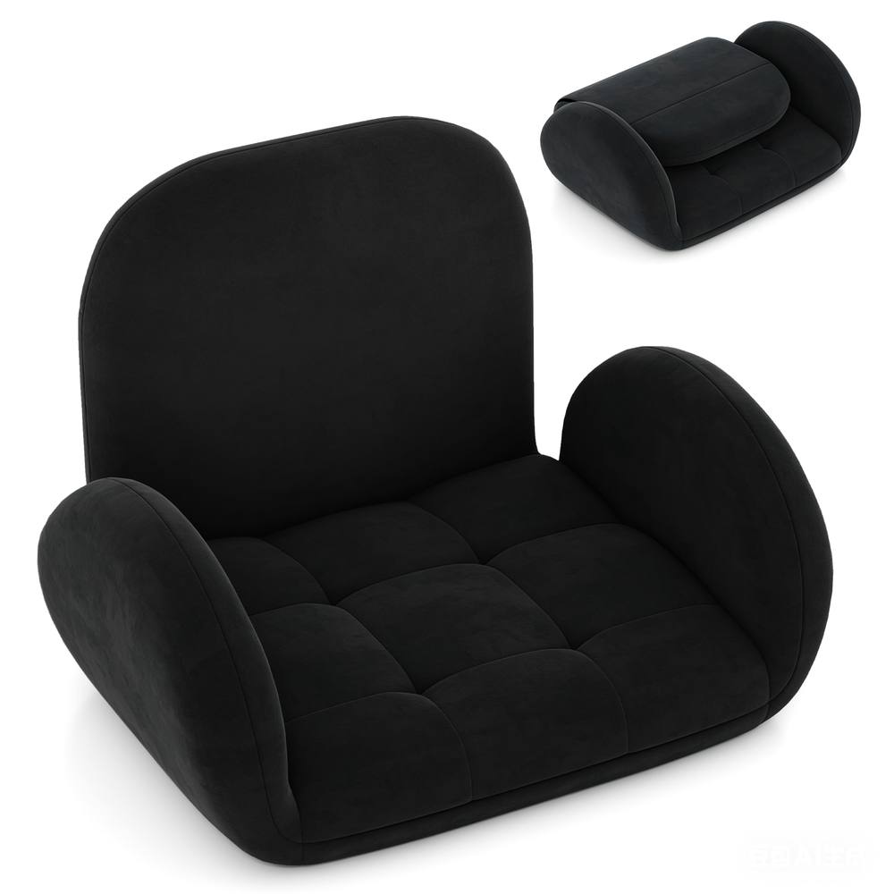 Costway Modern Gaming Floor Chair Folding Sofa Chair w/3-Position Backrest in Black