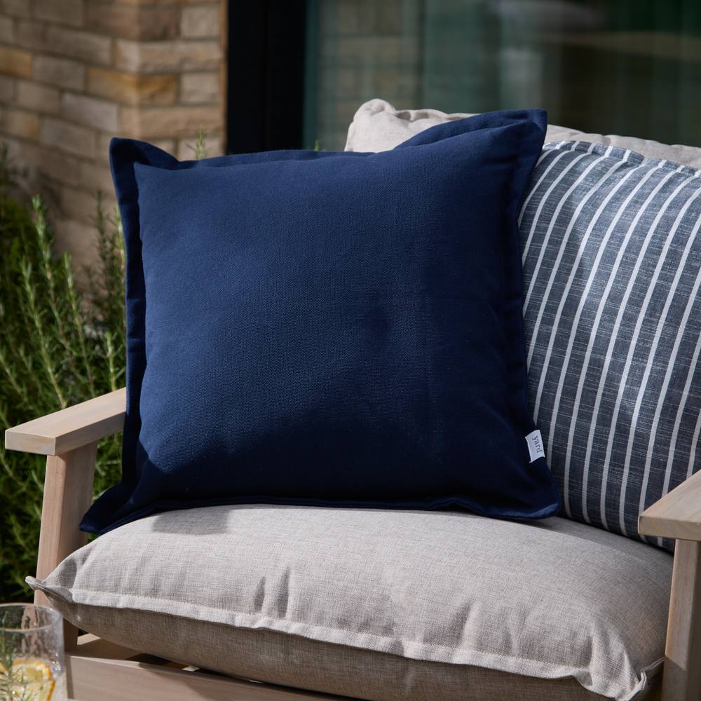 Yard Holmfirth Canvas 100% Cotton Outdoor Cushion in Navy