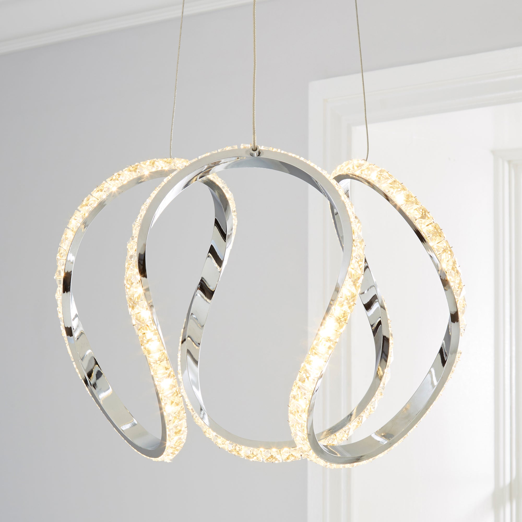 Marsia 1 Light Integrated LED Swirl Jewel Chrome Ceiling Fitting Chrome