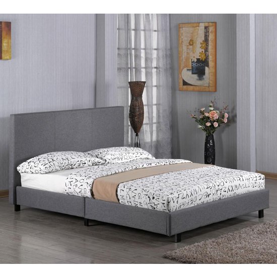 Fusion Linen Fabric Single Bed In Grey