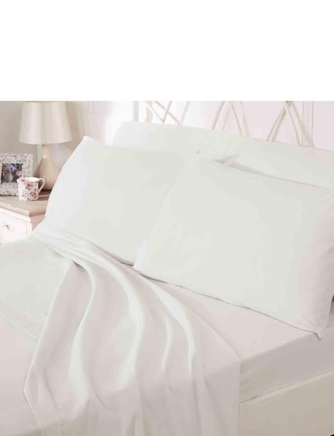 Chums Supersoft Flannelette Sheet & Pillowcase Set in White