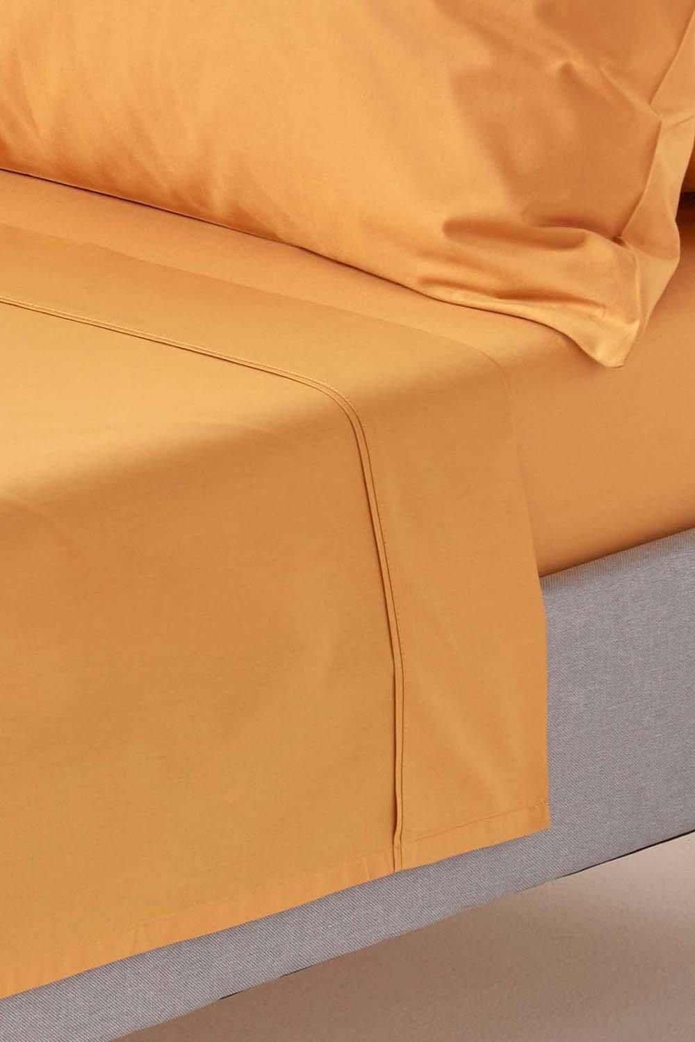 Homescapes Egyptian Cotton Flat Sheet 200 Thread Count in Mustard