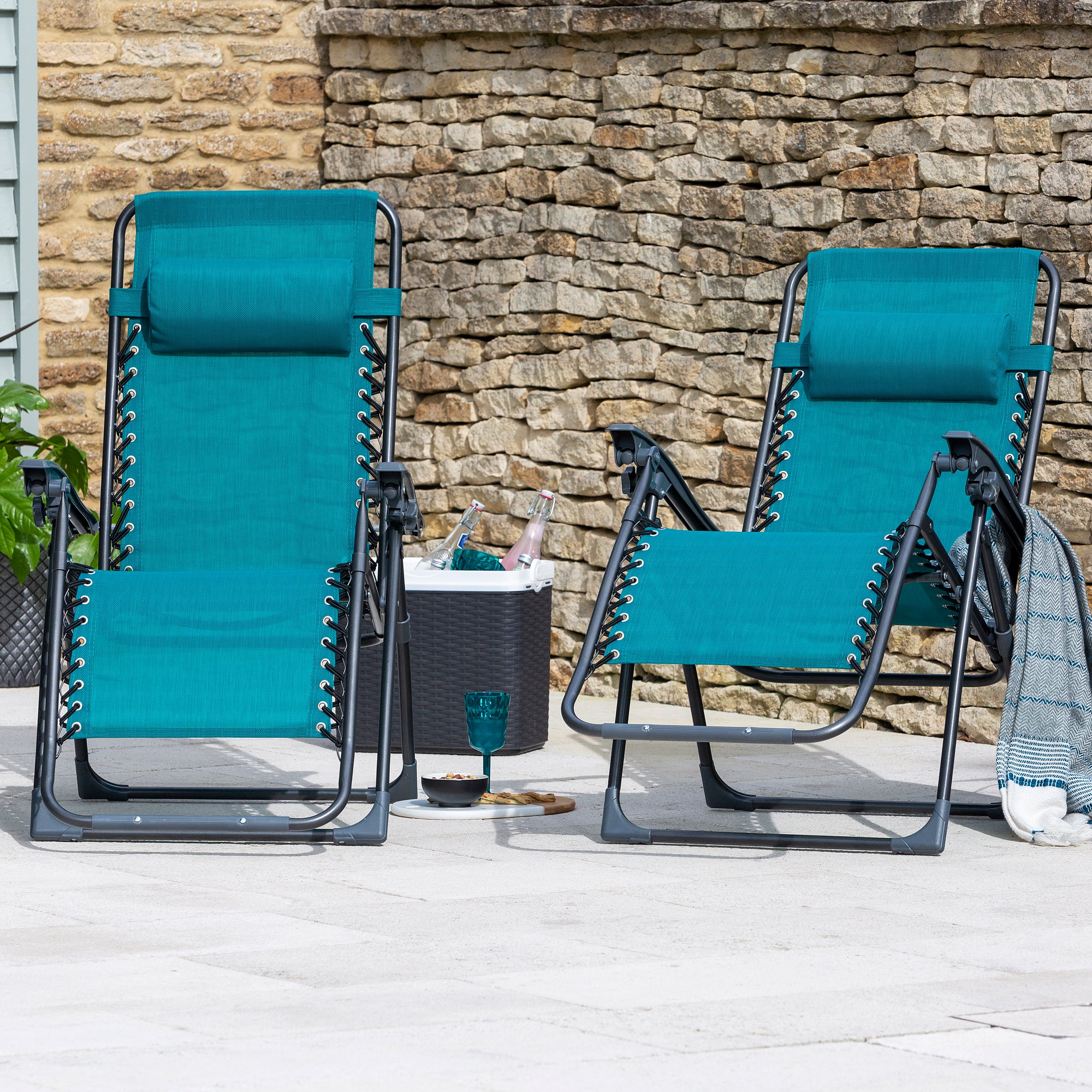 Helsinki Set of 2 Teal Zero Gravity Loungers Teal