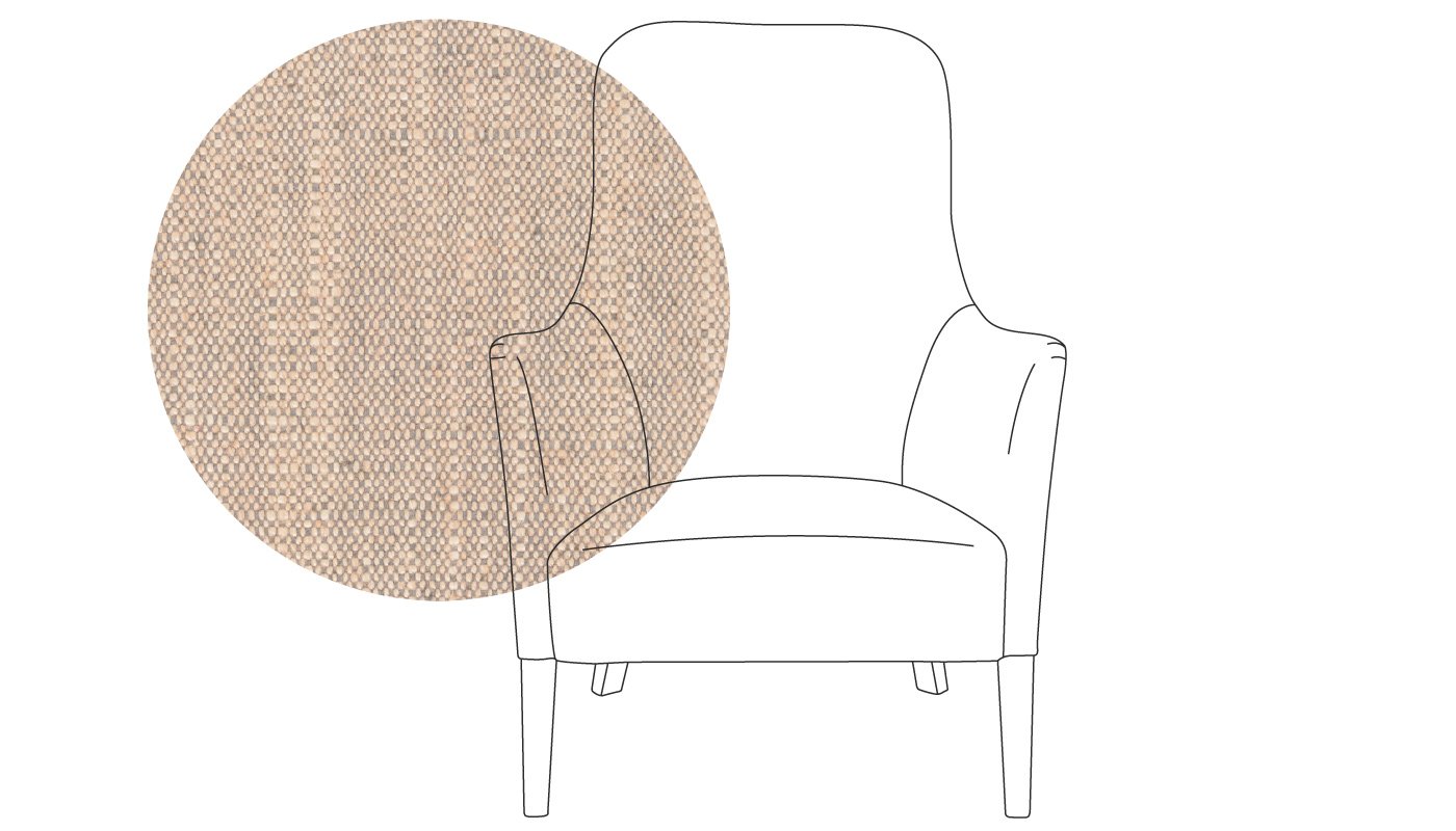 Pinch Pendel Armchair Broad Weave Pebble Walnut Feet
