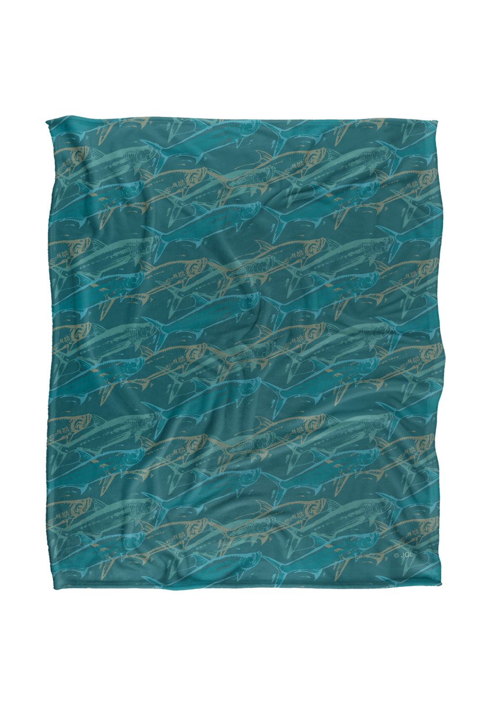 JQ Licensing Jl-Jp Tarpon Mosaic Fishing Pattern Silky Touch Super Soft Throw Blanket 152 X 127 cm in White