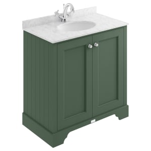 Bayswater Victrion Hunter Green Traditional Freestanding Vanity Unit & Grey Marble Top Basin - 800mm