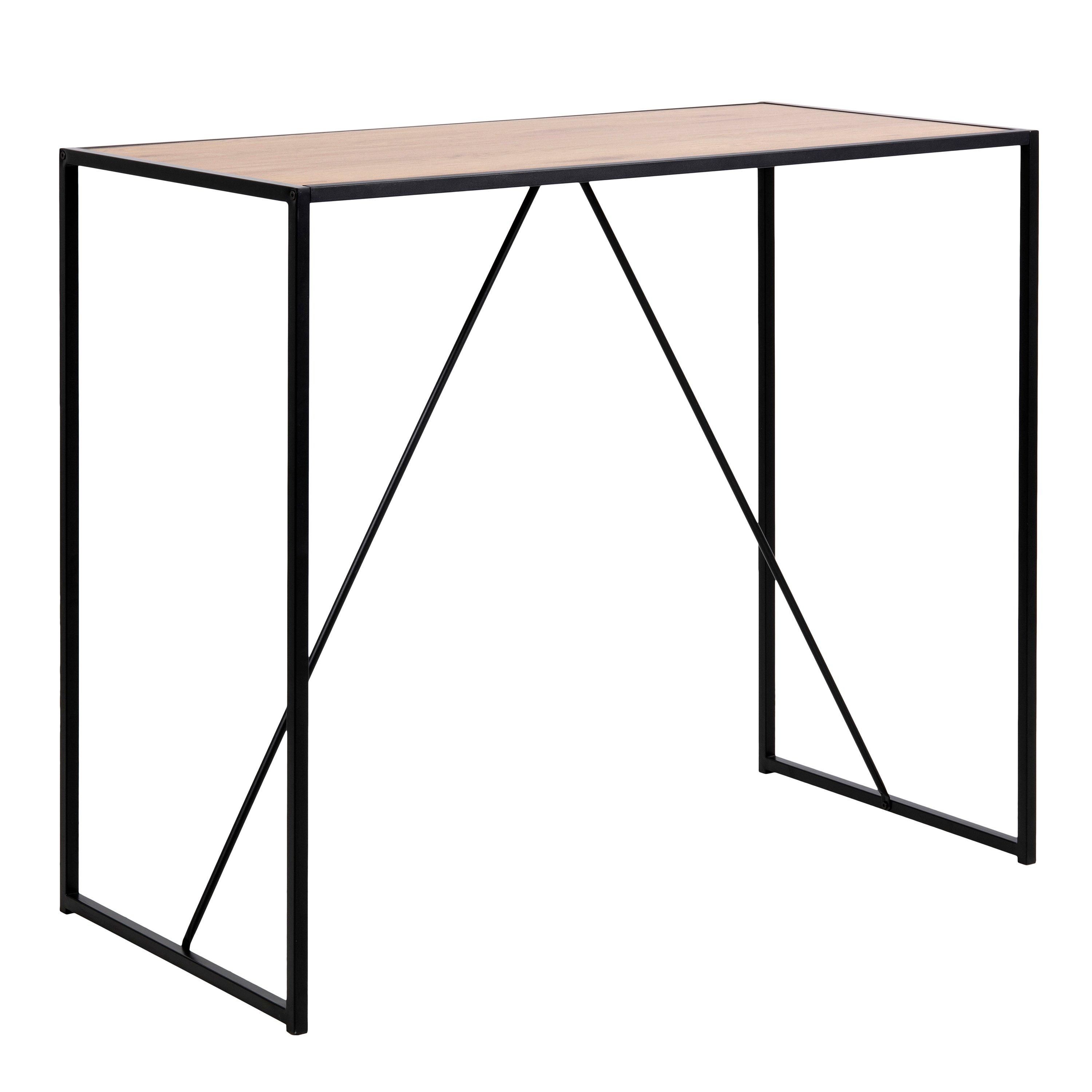 Furniture To Go Seaford Black Metal Bar Table with Oak Top