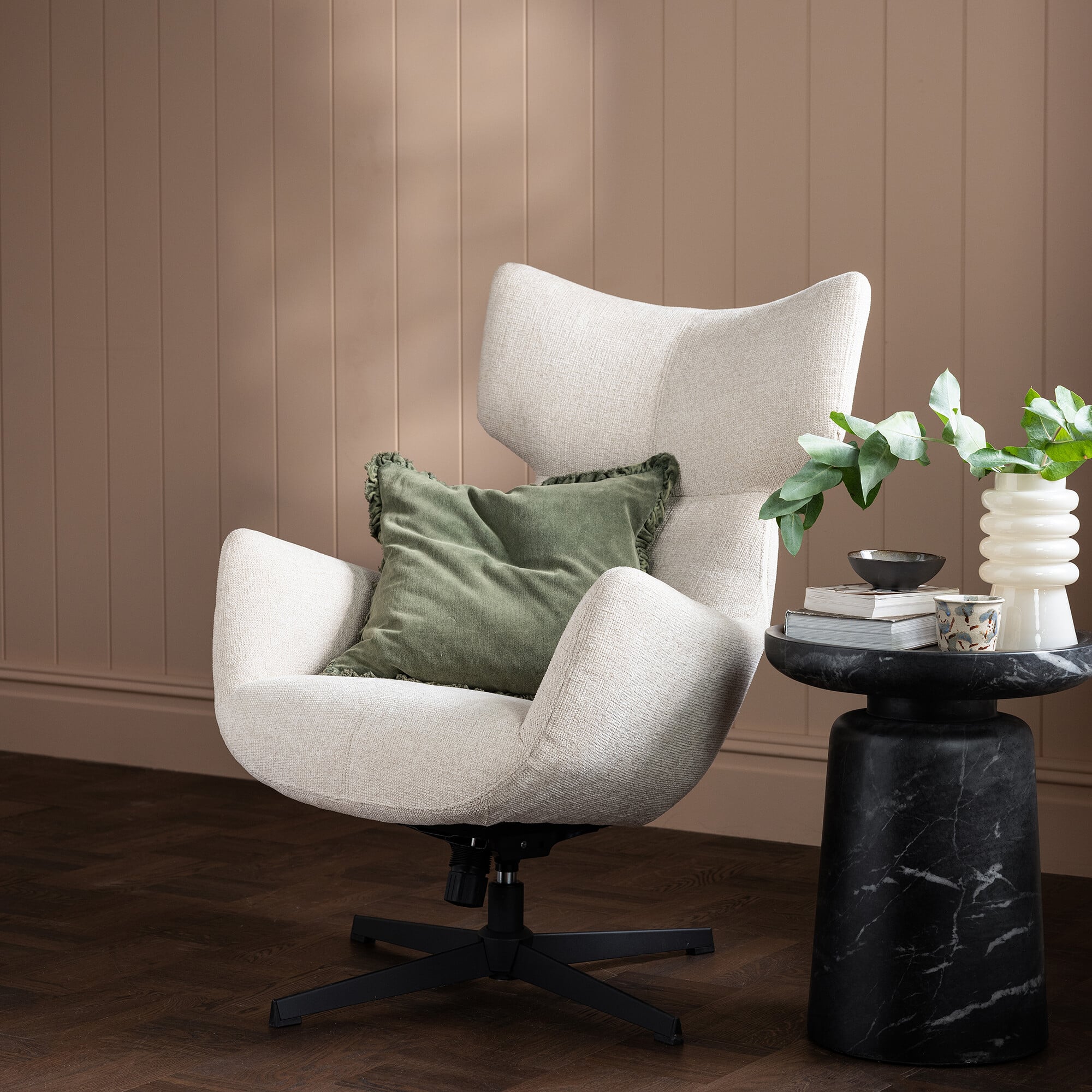 Vento Lamp Table 44x44x53.5 cm, Round, Black Marble | Barker & Stonehouse 2