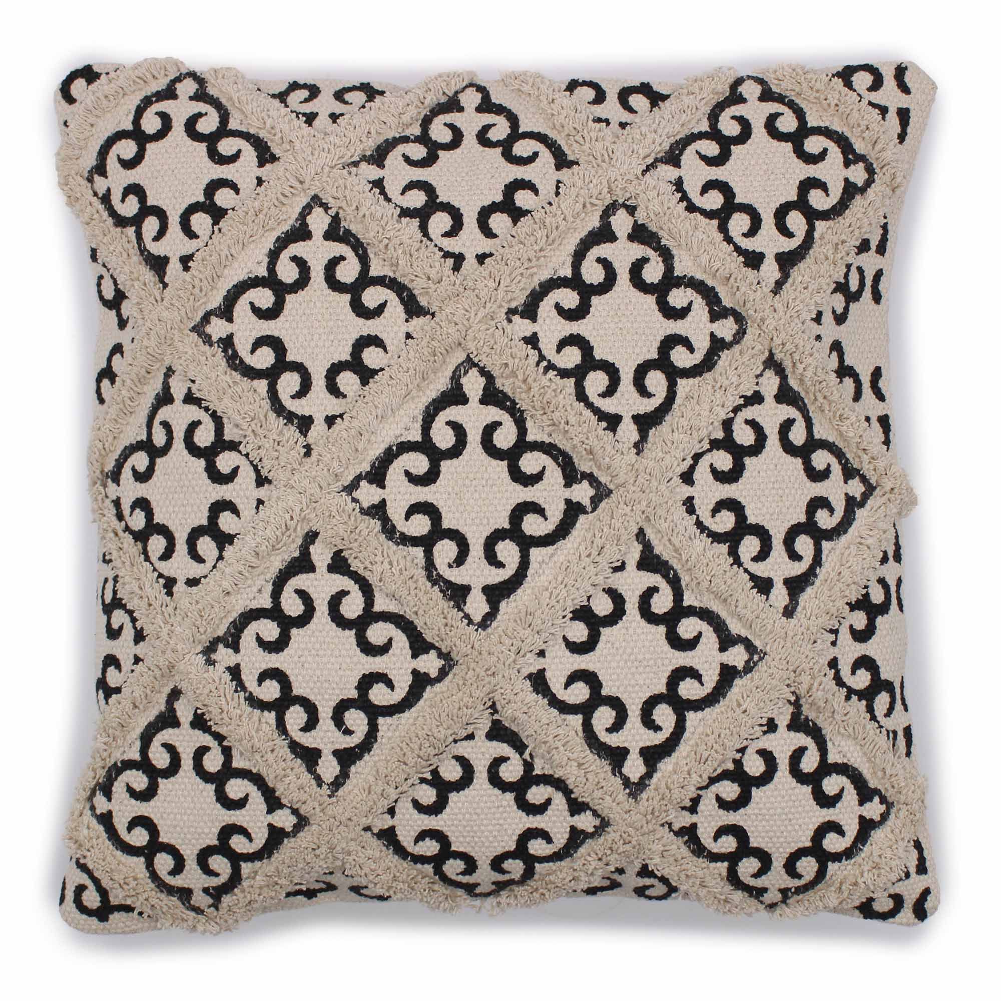 KDMD Classic Cushion Cover - Lux Criss-Cross & Print - 45x45cm in Cream