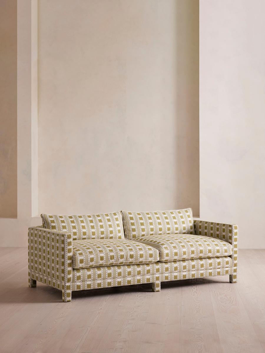 Ashford Three Seater Sofa, Ikat Stripe, Olive
