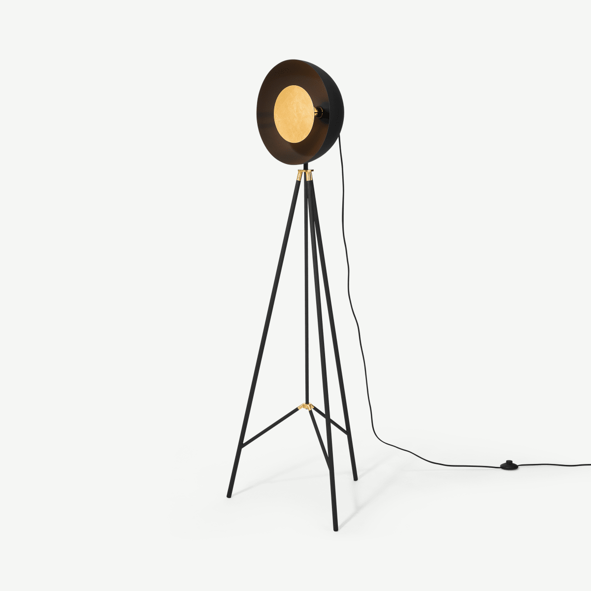 Ward Tripod Floor Lamp, Black & Gold Foil