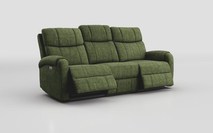 Green Fabric Calisese 3 Seater Power Recliner Sofa