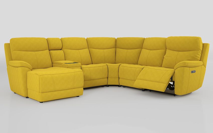 Green Fabric Eldwick 3 Corner 3 Right Hand Facing Power Left Hand Facing Console & Chaise Sofa with Head Tilt