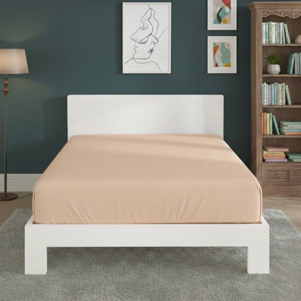 Snug City Polycotton Fitted Sheet Extra Deep 40cm Skirt Easy Care in Peach