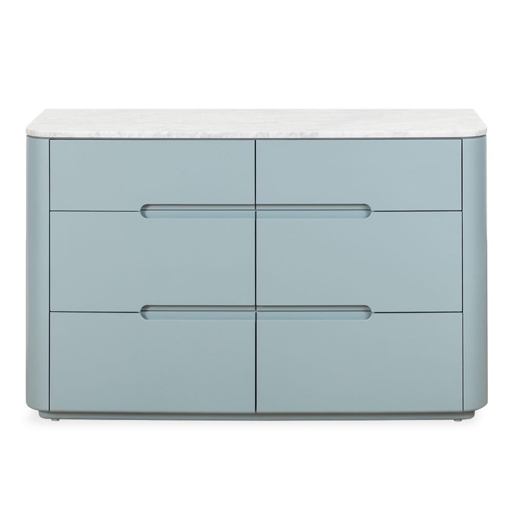 Heal's Florian 6 Drawer Wide Chest in Blue