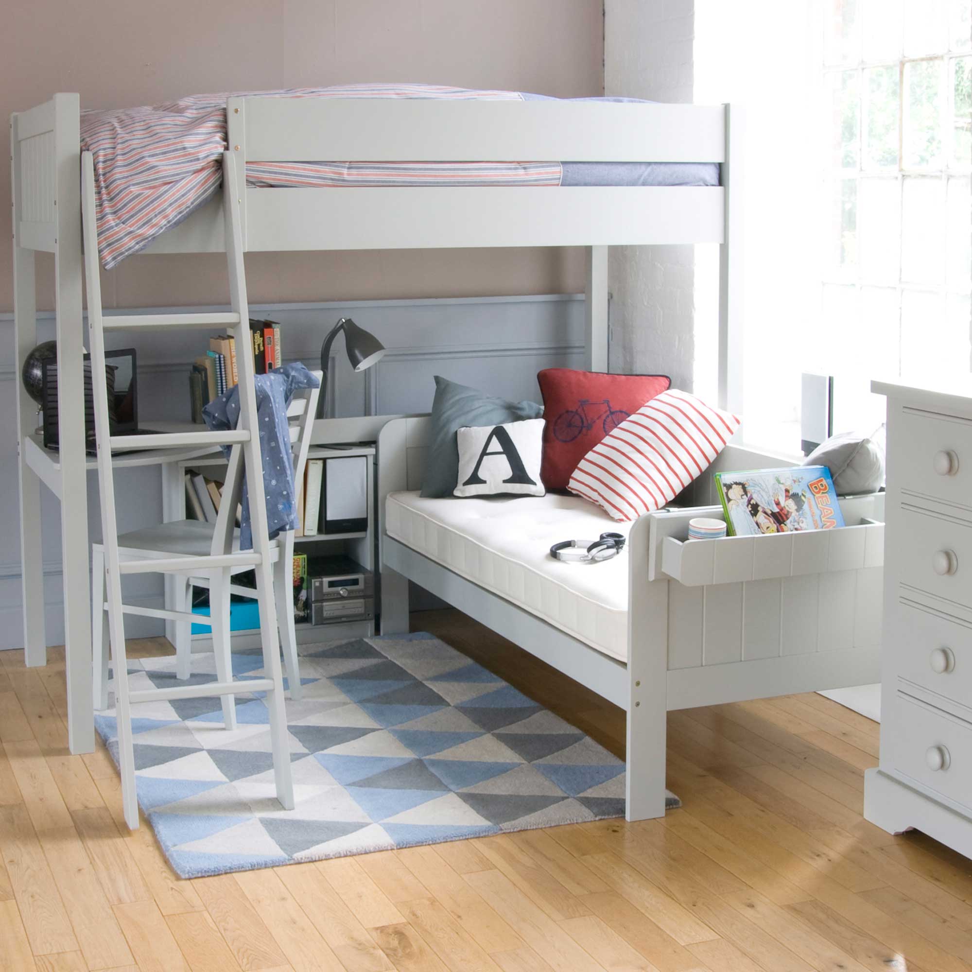 Pippin Childrens Highsleeper with Sofabed, Corner Desk And Storage Bookcase