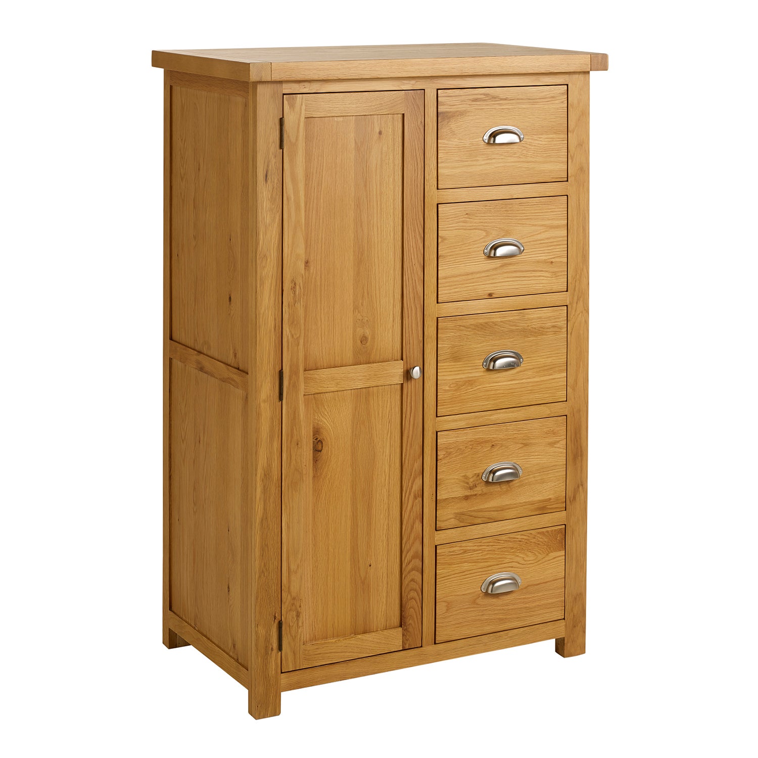 Woburn Oak 1 Door 5 Drawer Wardrobe Brown