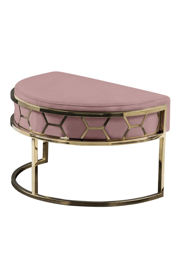 Alveare Footstool Brass -Blush Pink