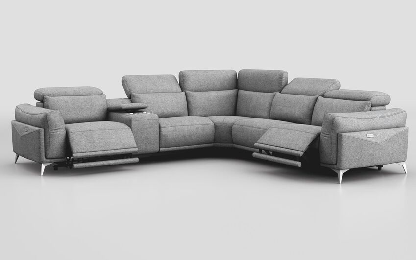 Gattolino 2 Corner 2 Power Recliner Sofa with Manual Headrests & Console