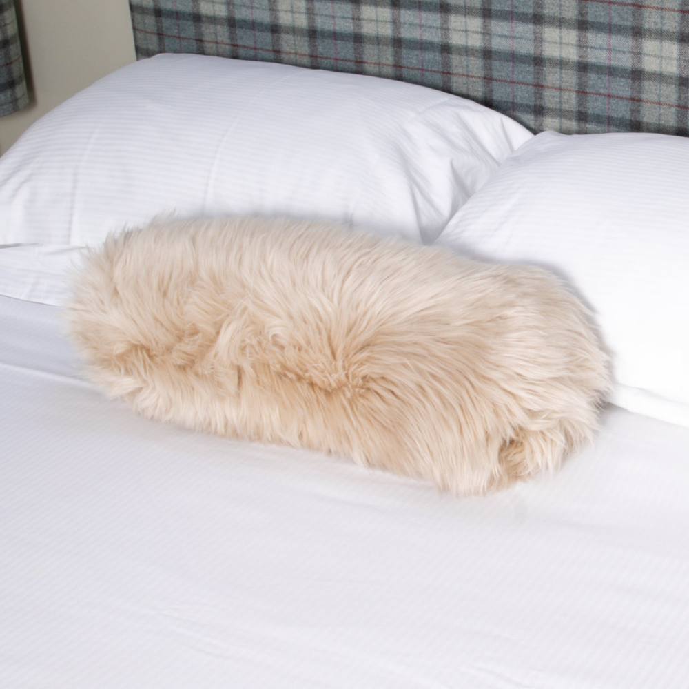 Native Natural Sheepskin Beige Lumbar Cushion