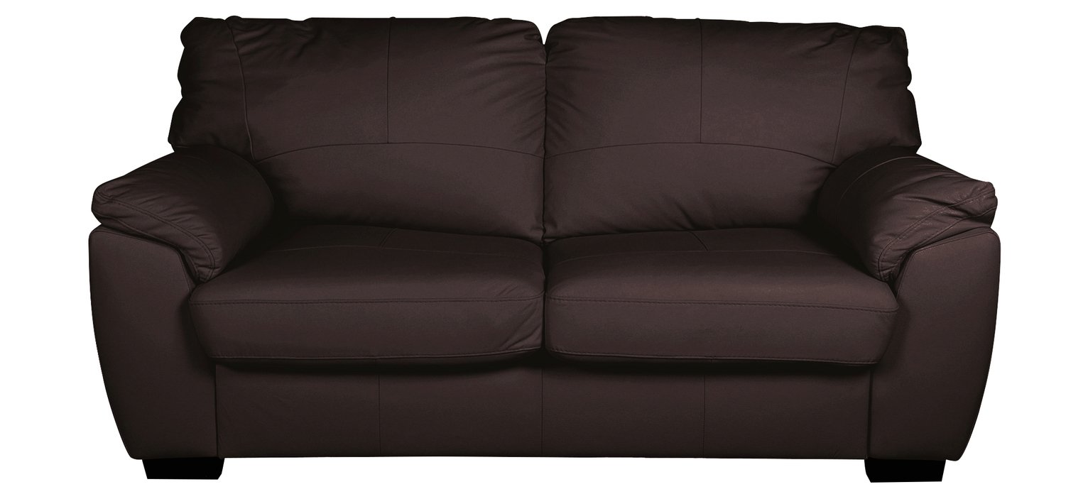 Argos Home Milano 2 Seater Leather Sofa Bed - Chocolate