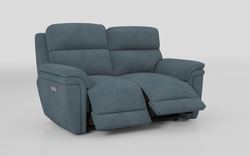 Blue Fabric Maer 2 Seater Power Sofa with Power Head Tilt & Lumbar