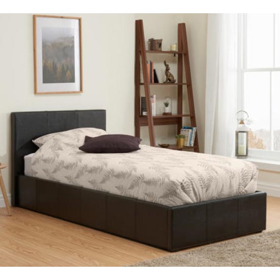 Berlin Fabric Ottoman Single Bed In Brown