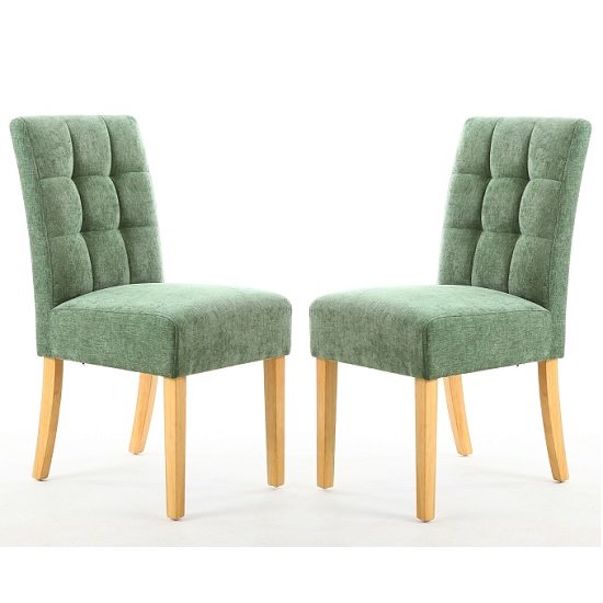 Catria Dining Chair In Olive Green With Natural Legs In A Pair