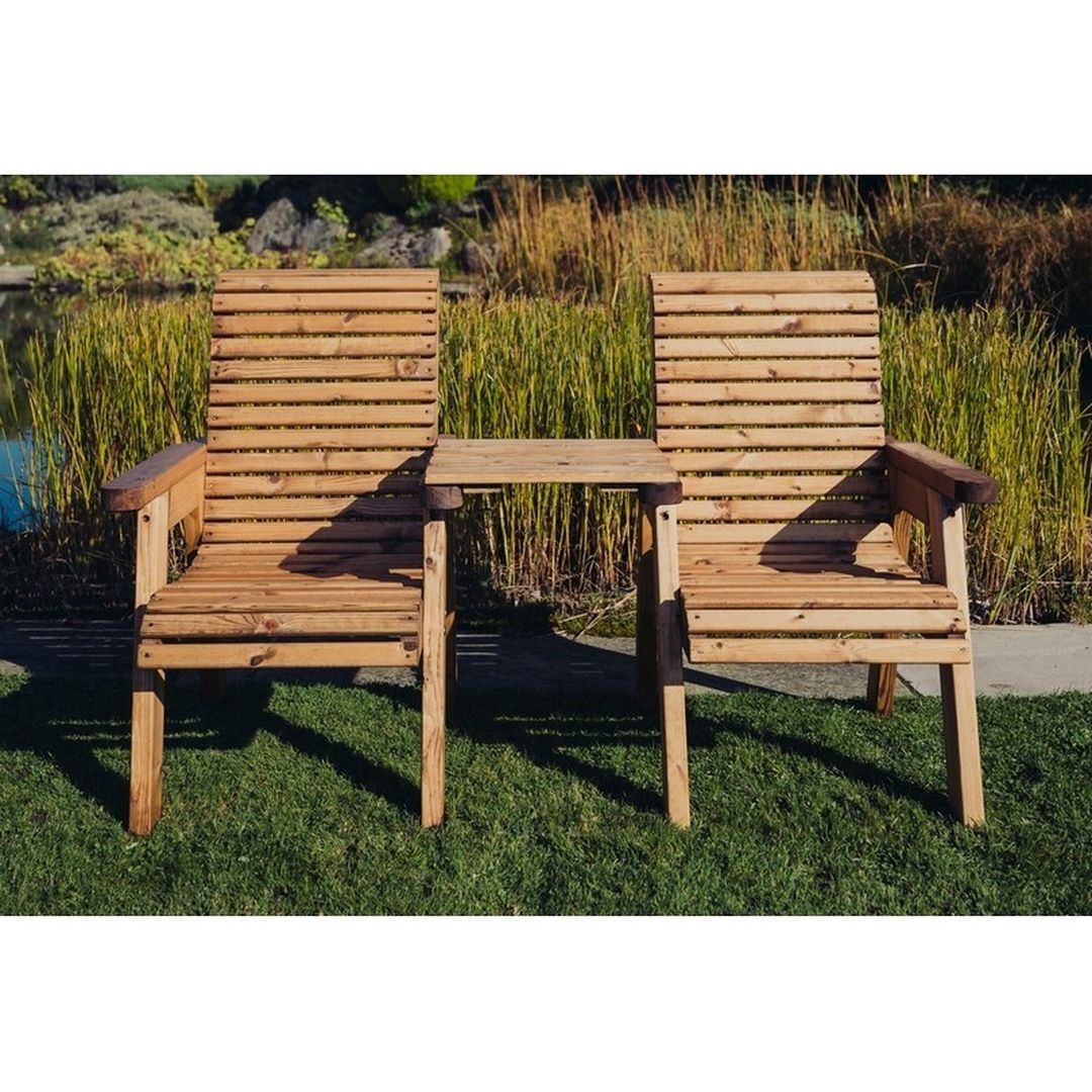 Churnet Valley Garden Furniture Ltd Valley Love Seat Square - Timber - Flat Pack - Partially Assembled in Brown