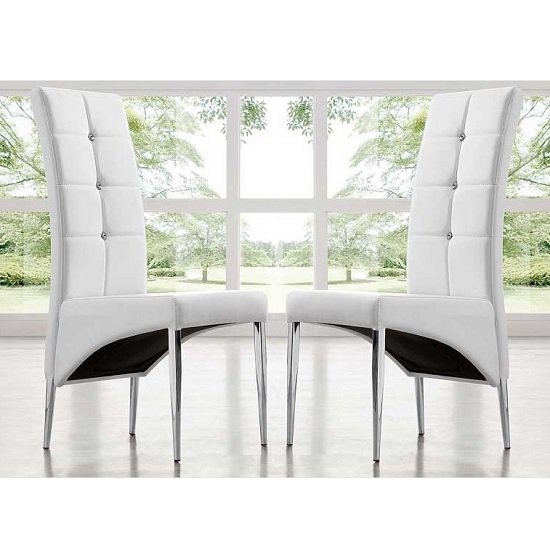 Vesta Modern Dining Chair In White Faux Leather In A Pair