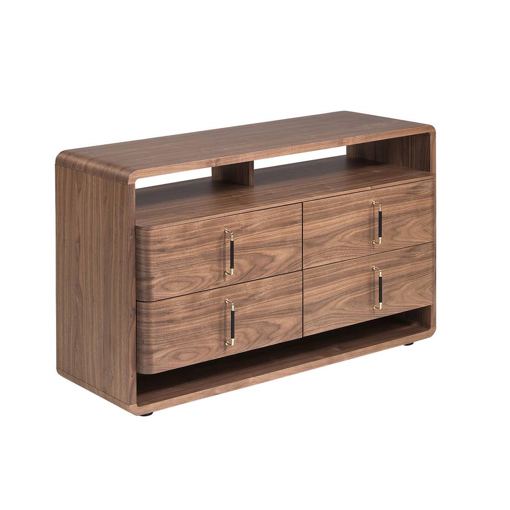 Angel Cerda Chest of Drawers in Walnut Veneer & Black PVC