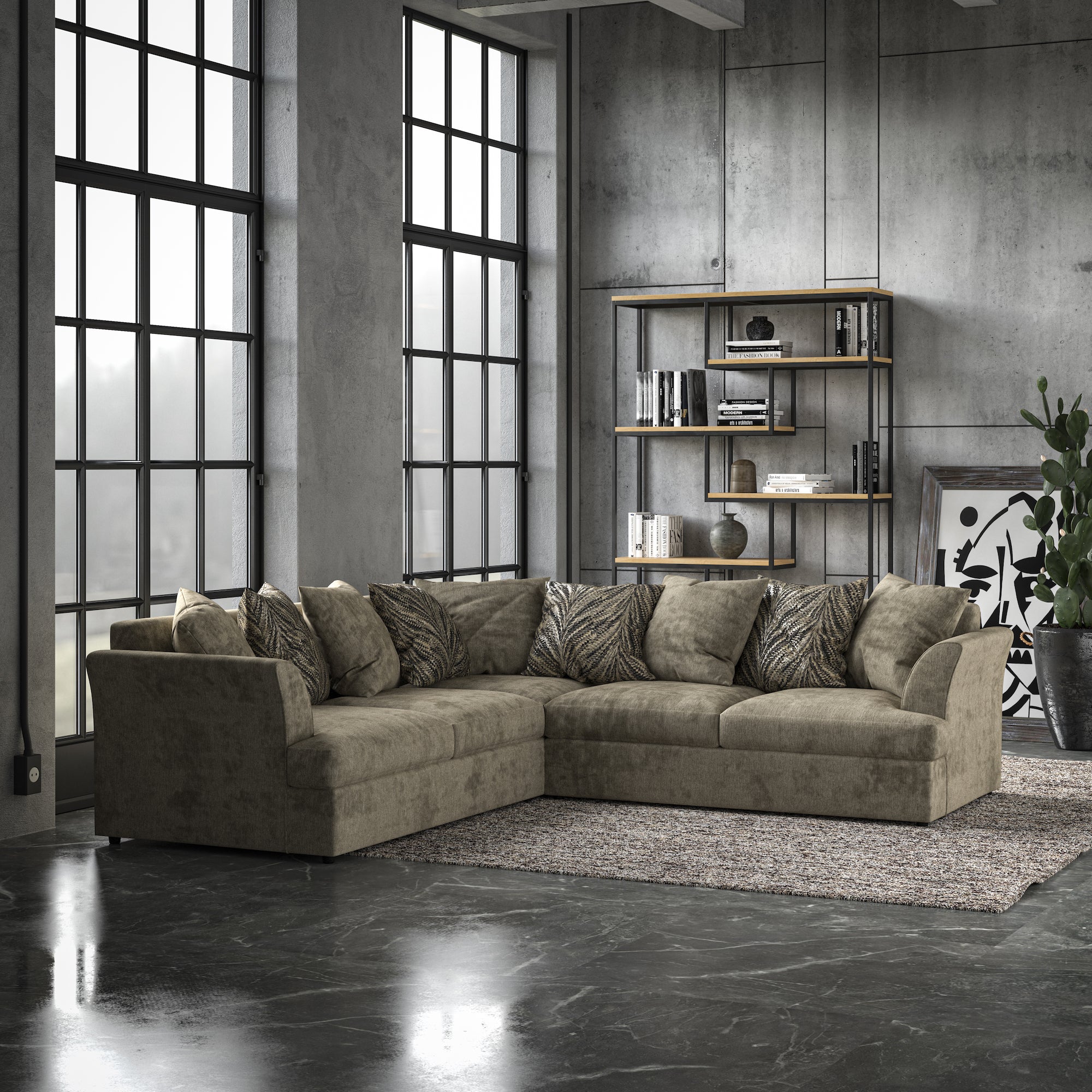 Mellors Chenille Corner Sofa Brown