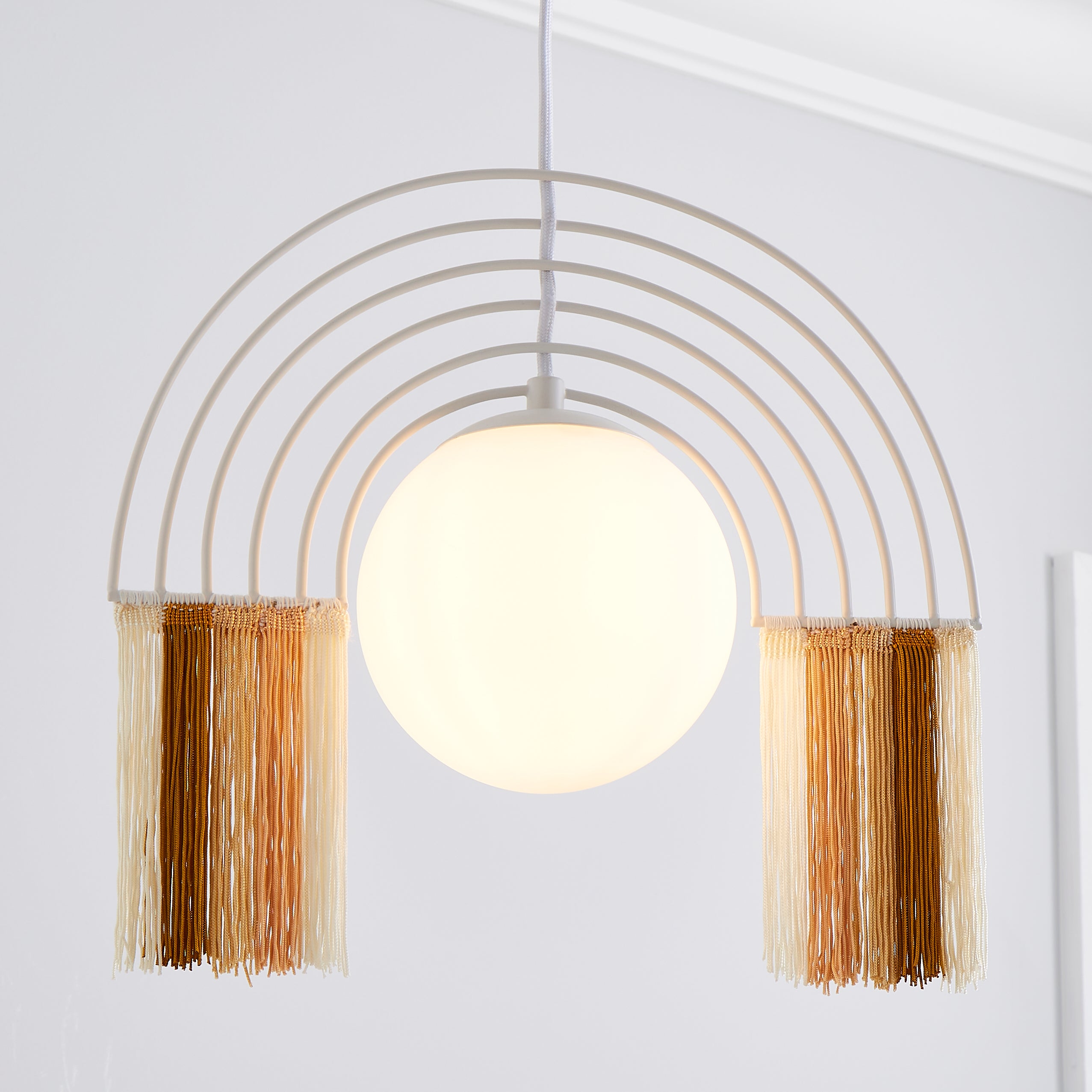 Rainbow Fringe Ceiling Fitting Grey/Brown