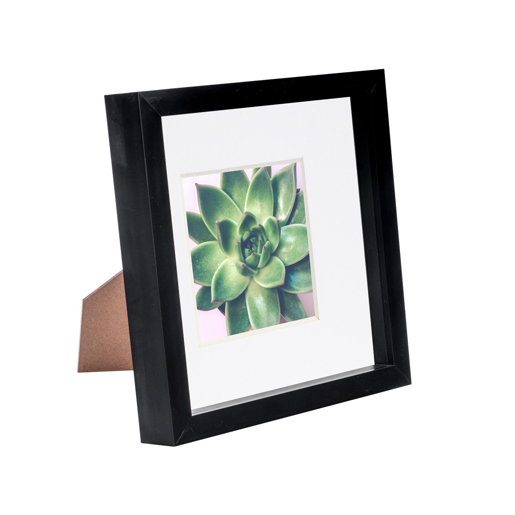 Nicola Spring 3D Box Photo Frame - 8 x 8" with 4 x 4" Mount - Ivory Mount in Black
